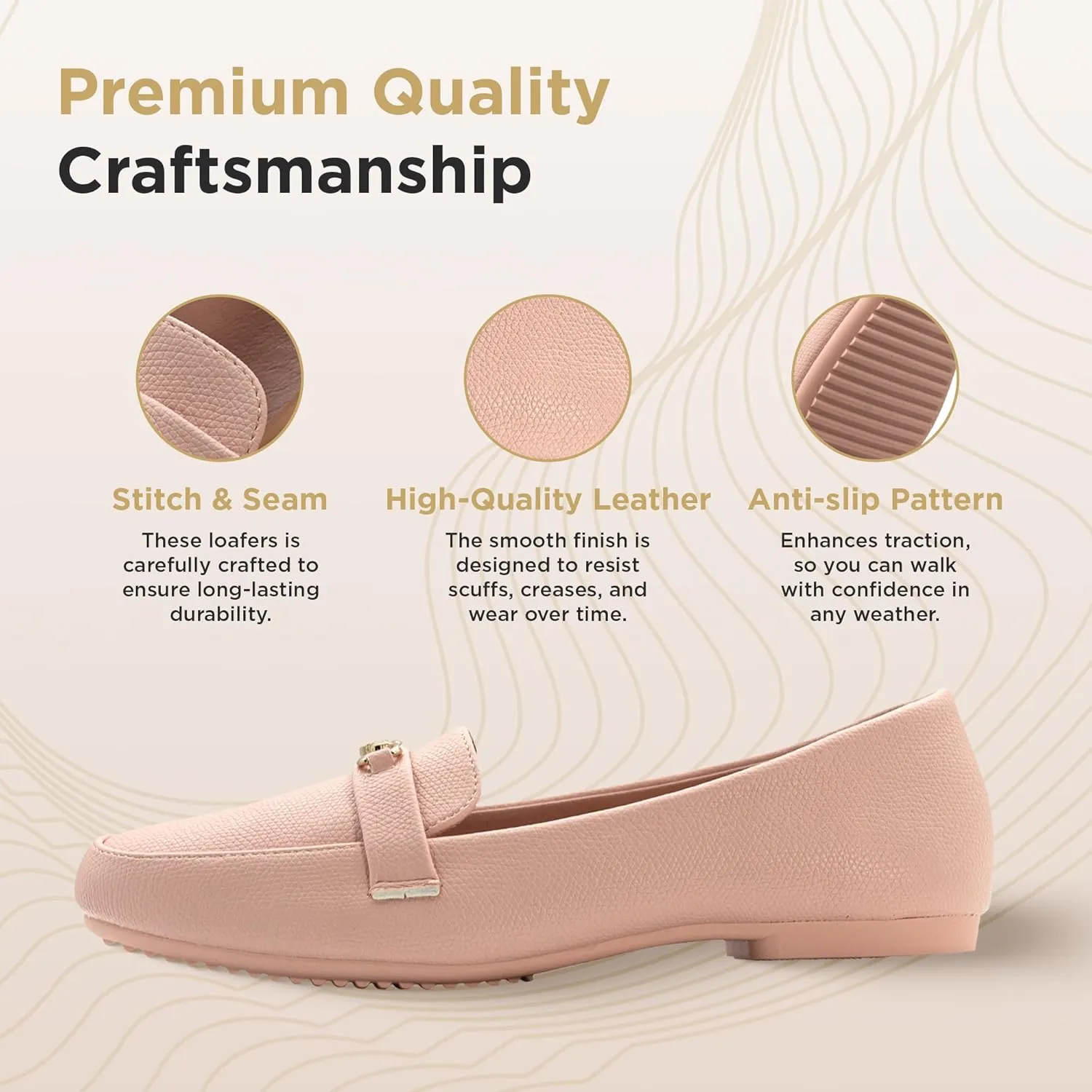 RUNIC Women’s Loafers with Arch Support – Comfortable Slip-On Shoes with Memory Foam Insole and Rubber Outsole, Synthetic Leather Flats for Work or Travel