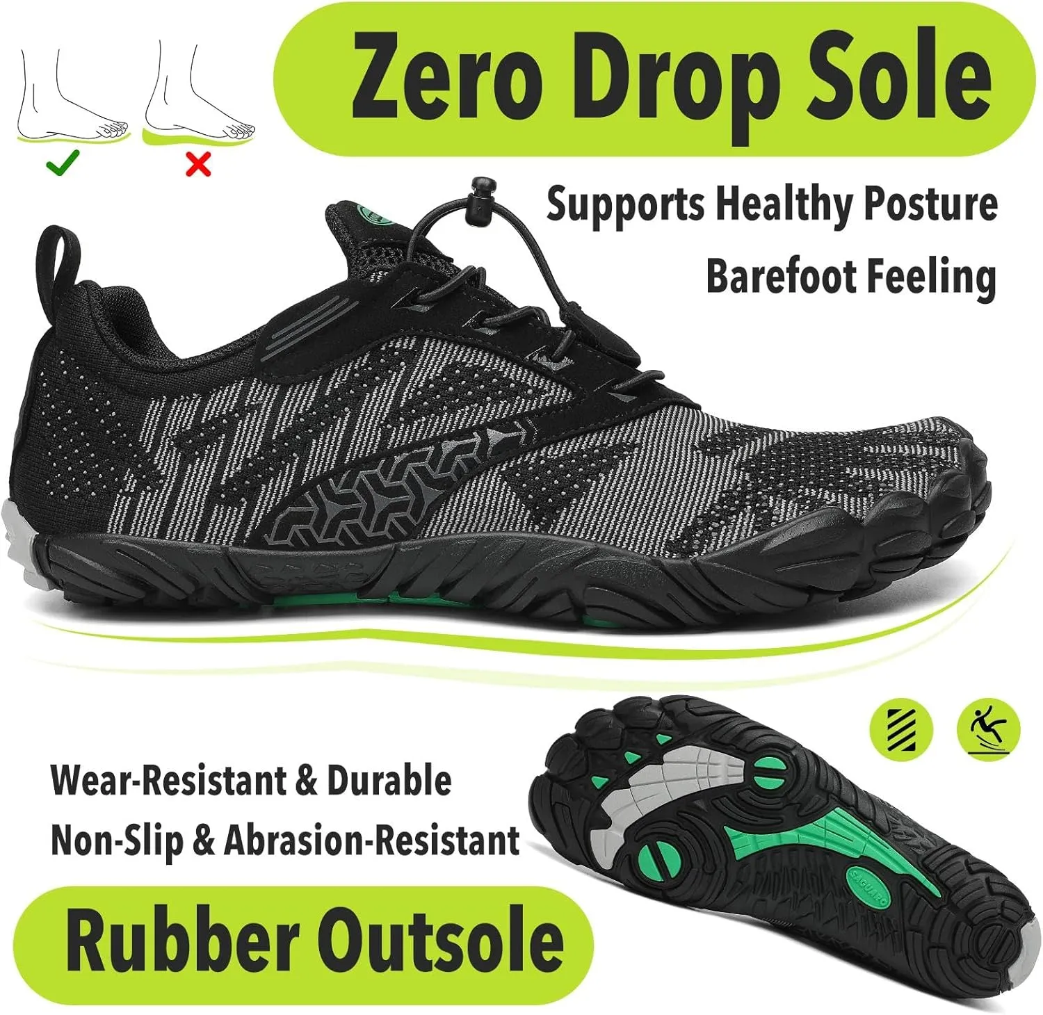 SAGUARO Womens Mens Barefoot Shoes Minimalist Trail Runner Wide Toe Box Zero Drop Outdoor Cross Training Shoe
