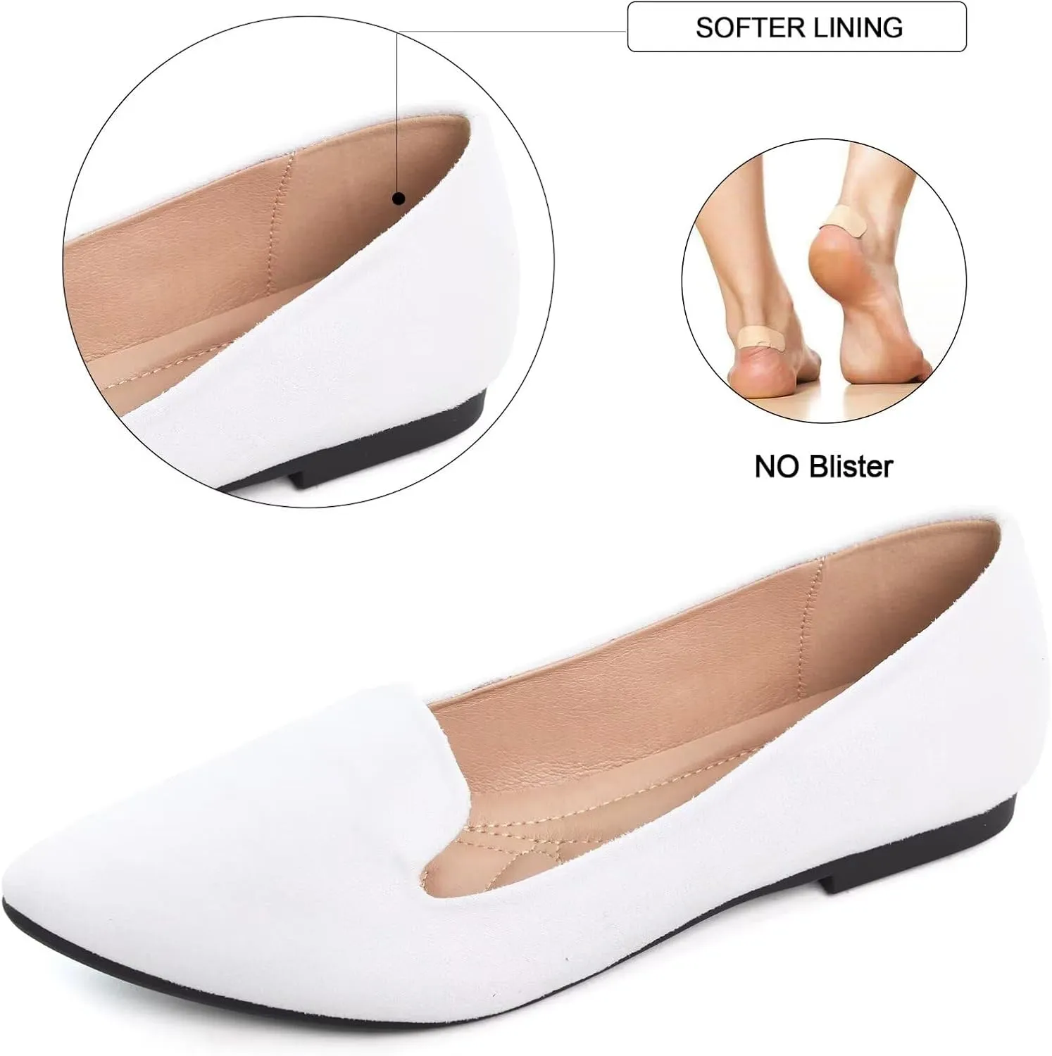 SAILING LU Women Pointed Toe Ballets Flats Faux Suede Comfortable Soft Ballet Walking Shoes Dressy Slip-on Ballerina Shoes