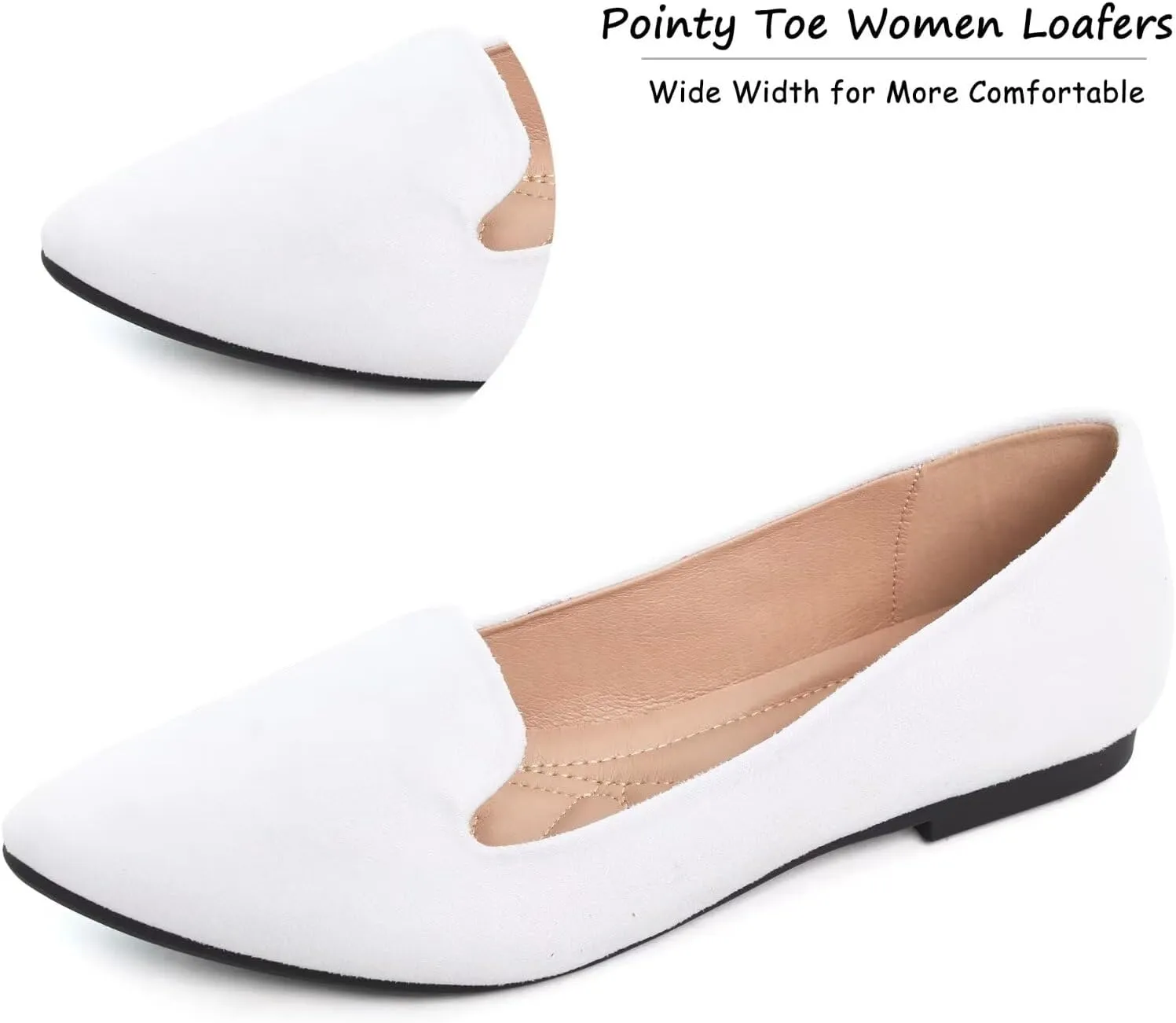 SAILING LU Women Pointed Toe Ballets Flats Faux Suede Comfortable Soft Ballet Walking Shoes Dressy Slip-on Ballerina Shoes