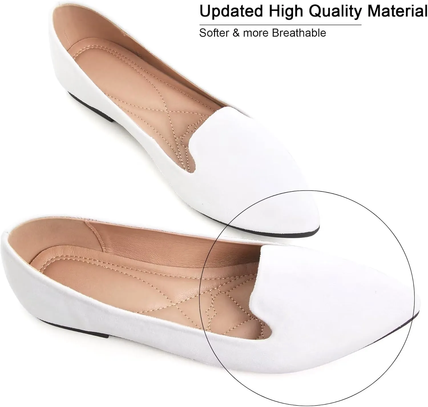 SAILING LU Women Pointed Toe Ballets Flats Faux Suede Comfortable Soft Ballet Walking Shoes Dressy Slip-on Ballerina Shoes