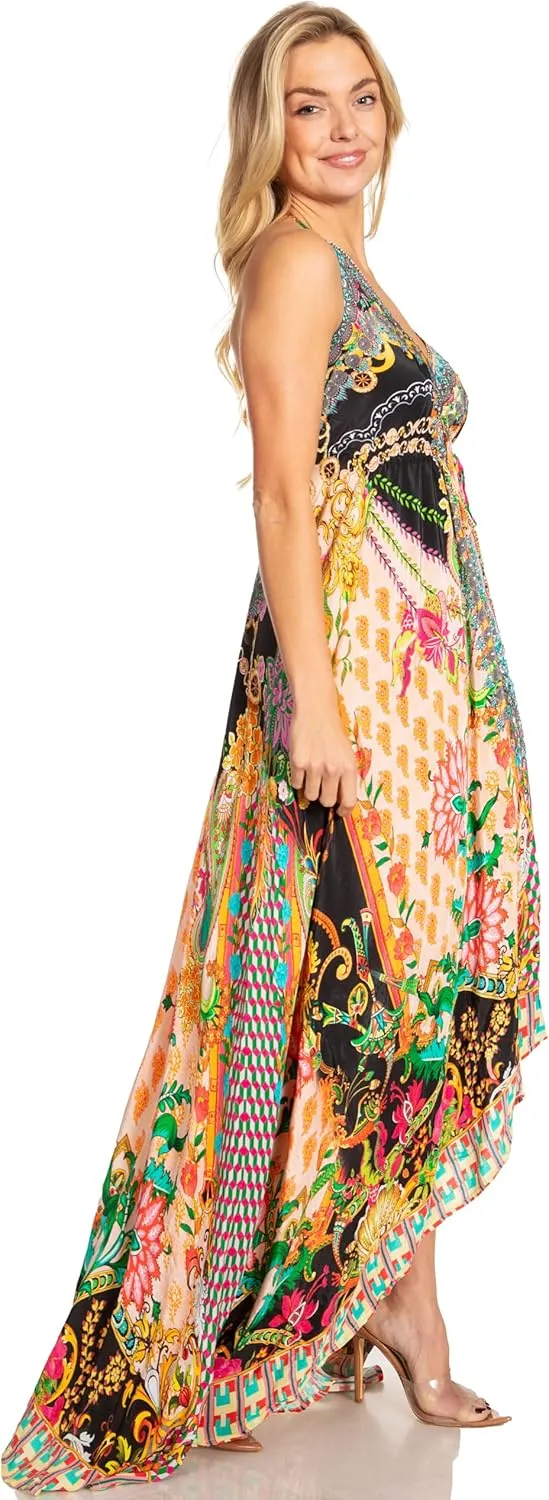 Sakkas Lizi 2025 Womens Maxi High-Low Halter Handkerchief Long Dress Beach Party