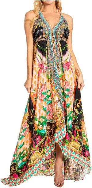 Sakkas Lizi 2025 Womens Maxi High-Low Halter Handkerchief Long Dress Beach Party