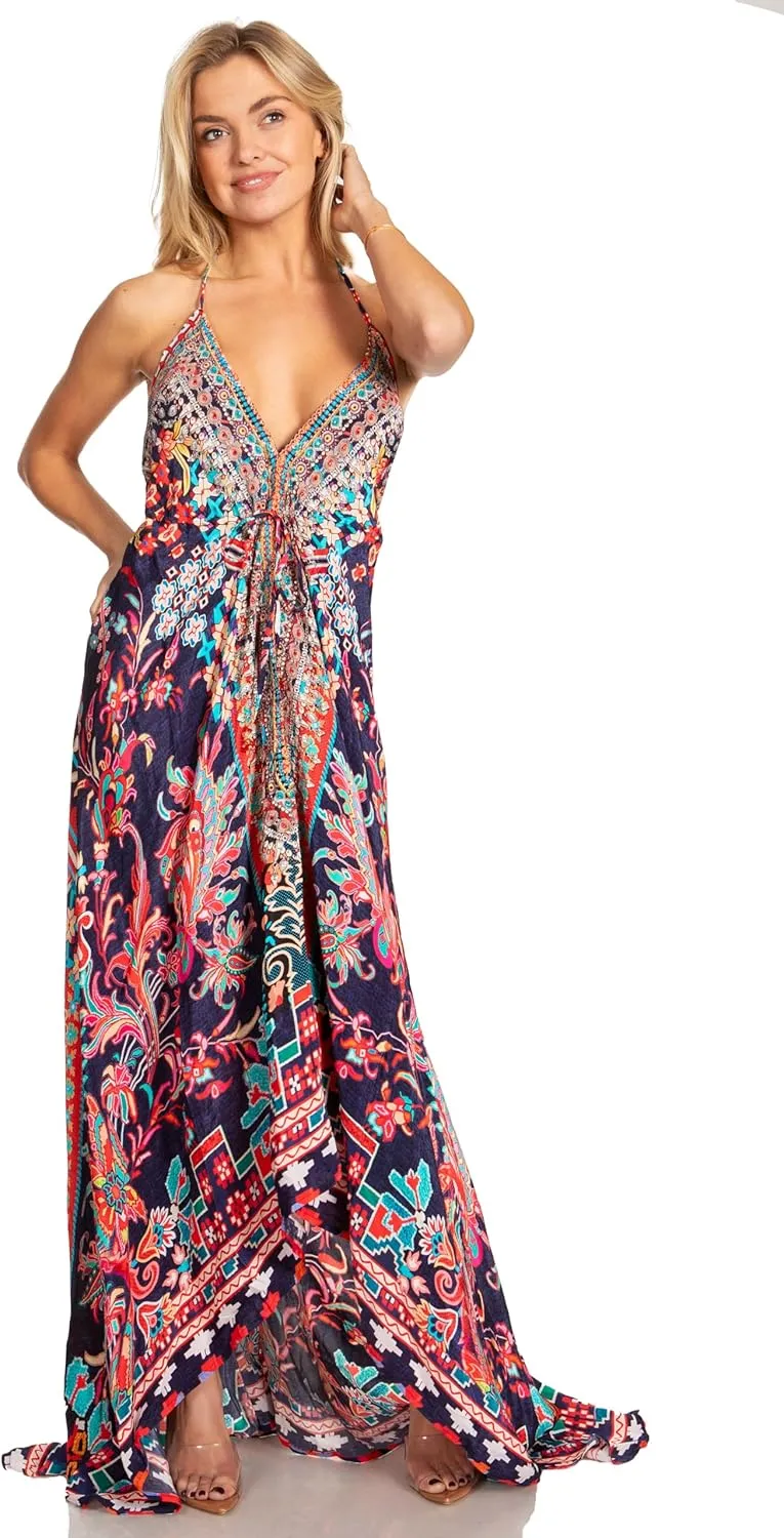 Sakkas Lizi 2025 Womens Maxi High-Low Halter Handkerchief Long Dress Beach Party