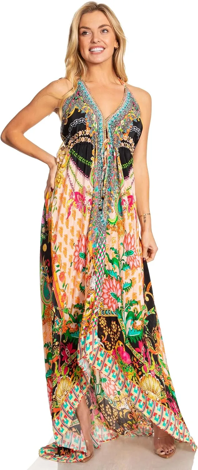 Sakkas Lizi 2025 Womens Maxi High-Low Halter Handkerchief Long Dress Beach Party
