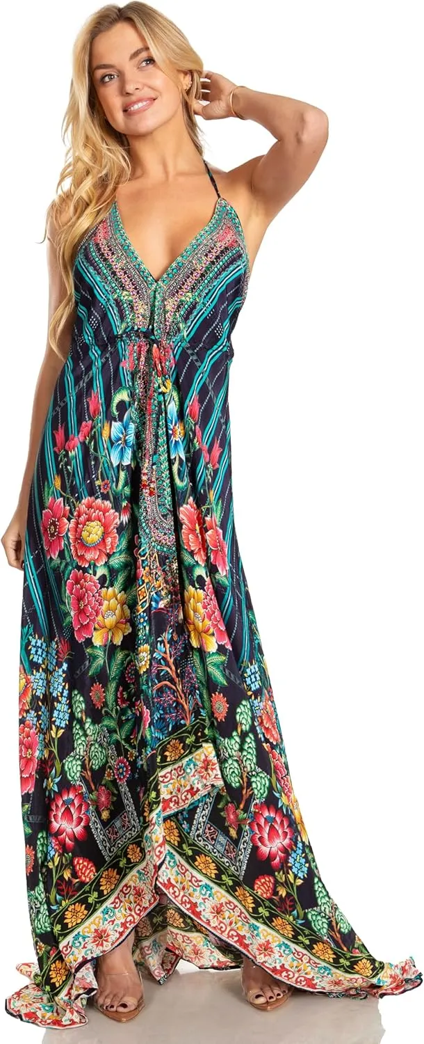 Sakkas Lizi 2025 Womens Maxi High-Low Halter Handkerchief Long Dress Beach Party