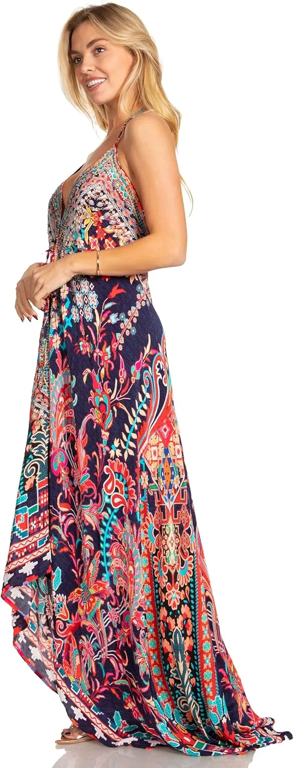 Sakkas Lizi 2025 Womens Maxi High-Low Halter Handkerchief Long Dress Beach Party