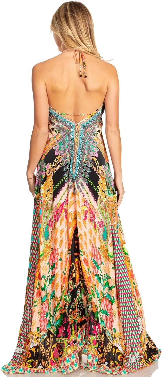 Sakkas Lizi 2025 Womens Maxi High-Low Halter Handkerchief Long Dress Beach Party