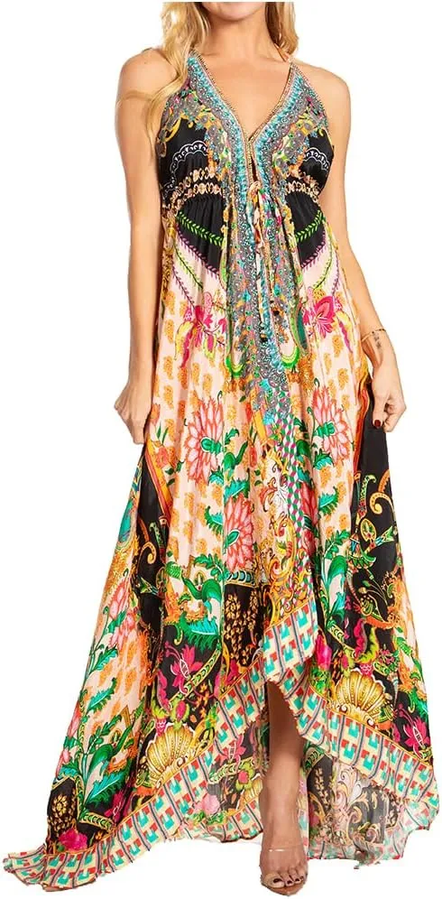 Sakkas Lizi 2025 Womens Maxi High-Low Halter Handkerchief Long Dress Beach Party