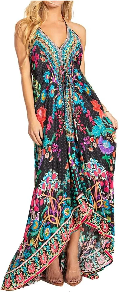 Sakkas Lizi 2025 Womens Maxi High-Low Halter Handkerchief Long Dress Beach Party