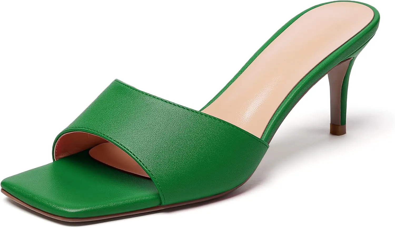 SAMMITOP Wome's Square Open Toe Mules Sandals; Slipper Heeled Stilettos; Sexy Kitten Heels for Evening Prom 2.5 Inch