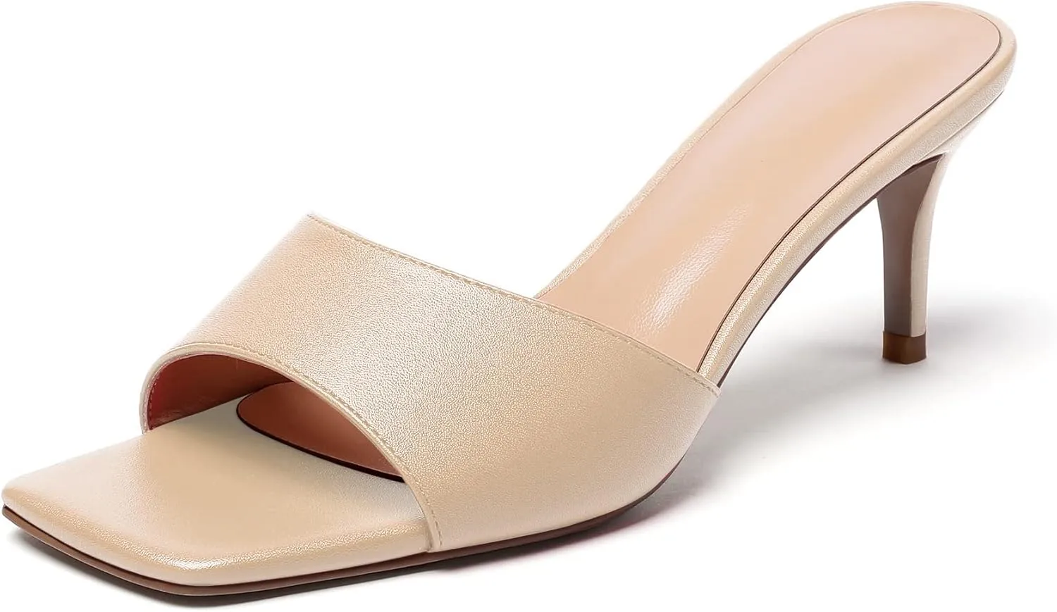 SAMMITOP Wome's Square Open Toe Mules Sandals; Slipper Heeled Stilettos; Sexy Kitten Heels for Evening Prom 2.5 Inch
