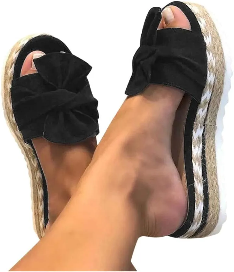 Sandals for Women Flat,2020 Slip On Flip Flops Bow Tie Slides Beach Thong Slipper Summer Gladiator Flat Sandals