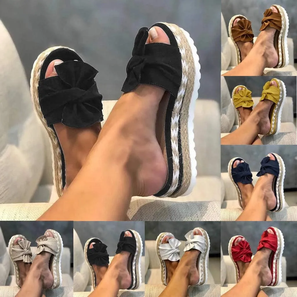 Sandals for Women Flat,2020 Slip On Flip Flops Bow Tie Slides Beach Thong Slipper Summer Gladiator Flat Sandals