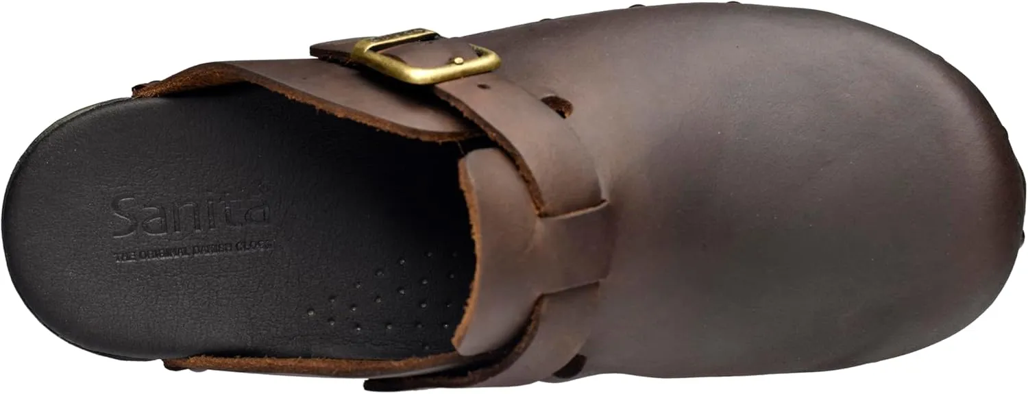 Sanita Sanila Women's Open Clogs | Original Handcrafted Clogs in Flexible Leather | Anatomical Soft Foam Footbed