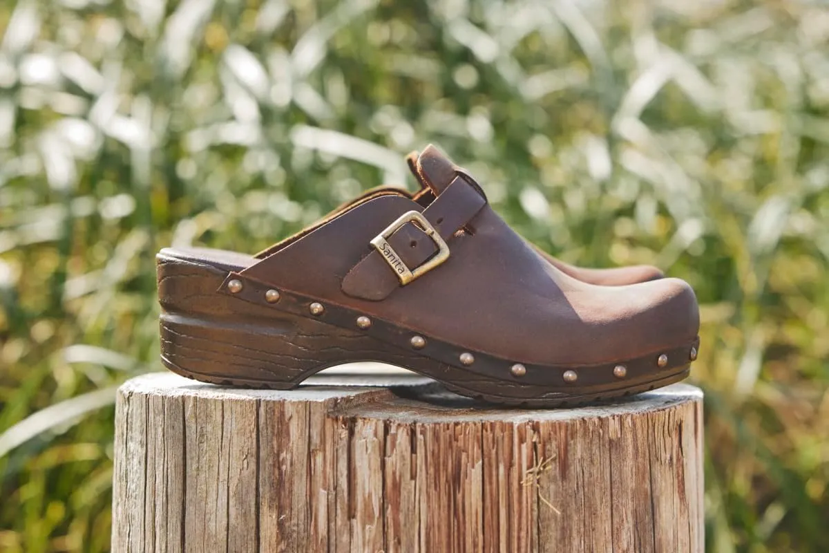 Sanita Sanila Women's Open Clogs | Original Handcrafted Clogs in Flexible Leather | Anatomical Soft Foam Footbed