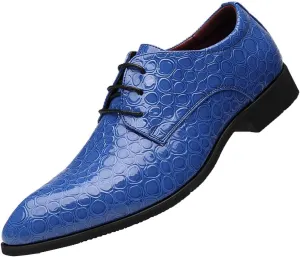 Santimon Men's Croc Embossed Patent Leather Derby Shoes Classic Tuxedo Dress Shoes