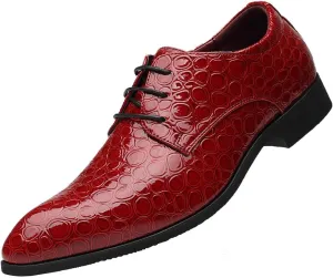 Santimon Men's Croc Embossed Patent Leather Derby Shoes Classic Tuxedo Dress Shoes