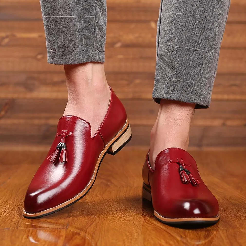 Santimon Mens Loafers Tassel Fringe Penny Loafers Casual Slip On Driving Wedding Prom Shoes Moccasins