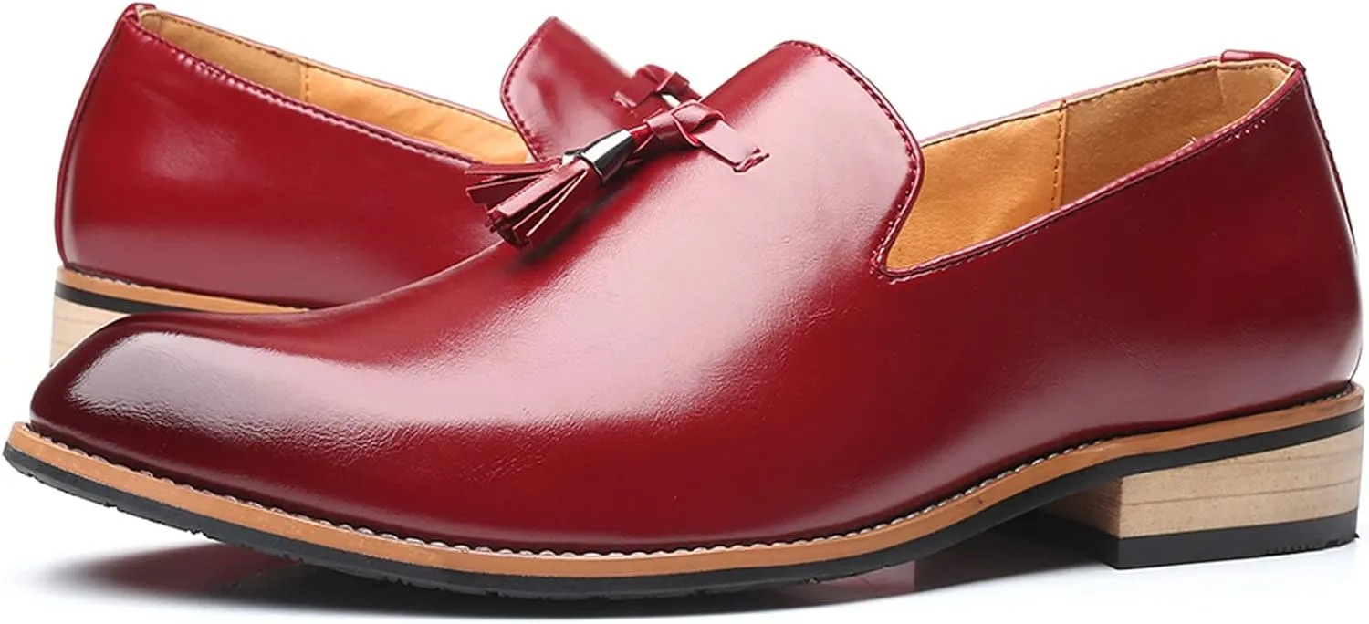 Santimon Mens Loafers Tassel Fringe Penny Loafers Casual Slip On Driving Wedding Prom Shoes Moccasins
