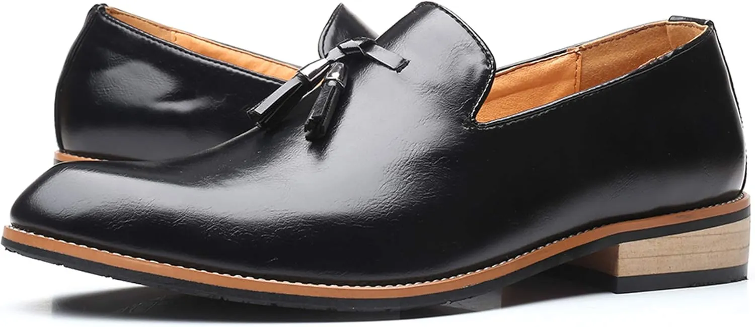 Santimon Mens Loafers Tassel Fringe Penny Loafers Casual Slip On Driving Wedding Prom Shoes Moccasins