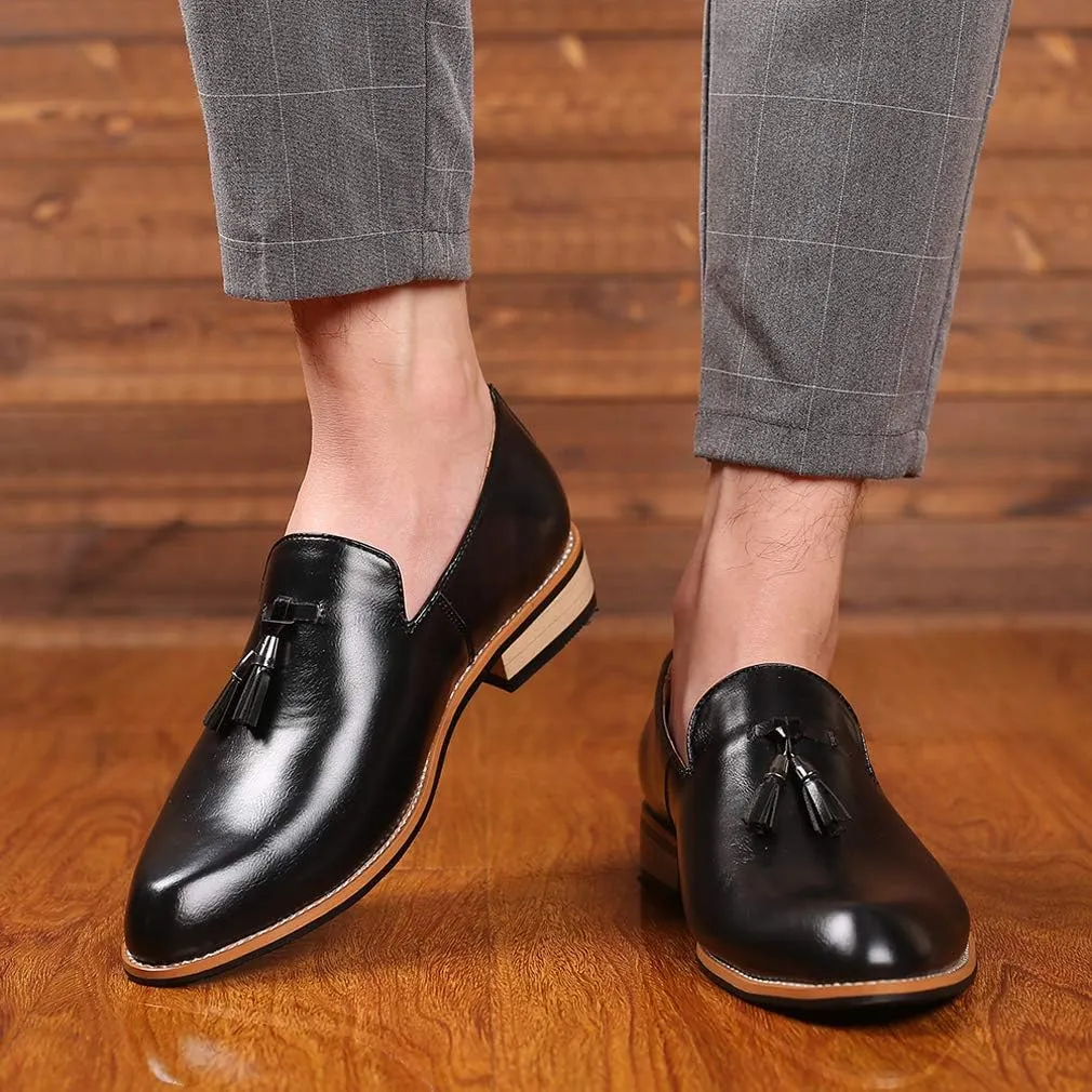 Santimon Mens Loafers Tassel Fringe Penny Loafers Casual Slip On Driving Wedding Prom Shoes Moccasins