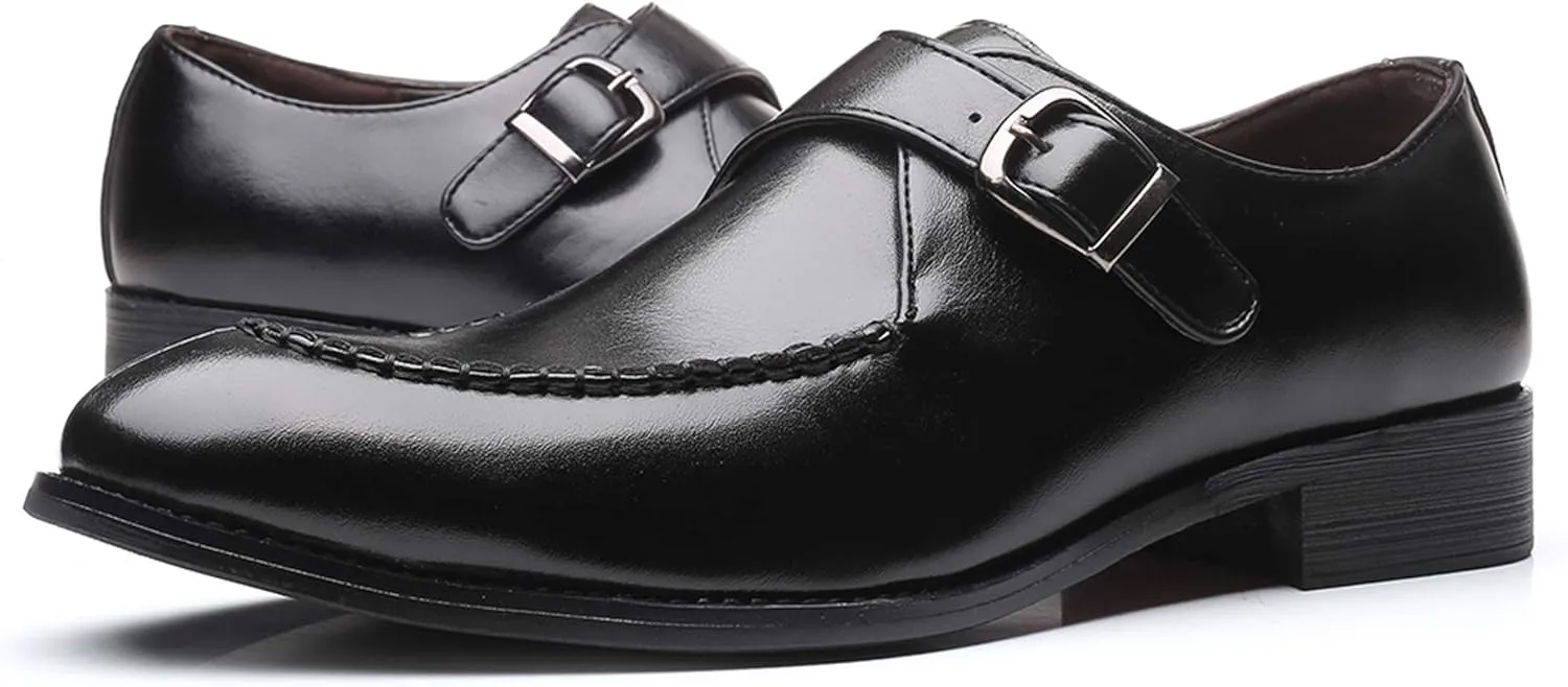 Santimon Mens Monk Shoes Formal Dress Business Casual Comfortable Fashion Slip on Loafer for Men