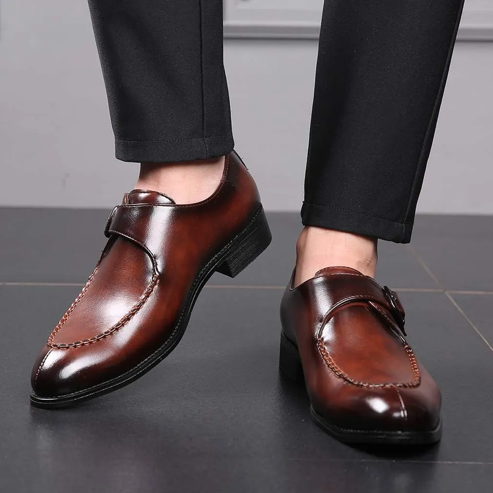 Santimon Mens Monk Shoes Formal Dress Business Casual Comfortable Fashion Slip on Loafer for Men