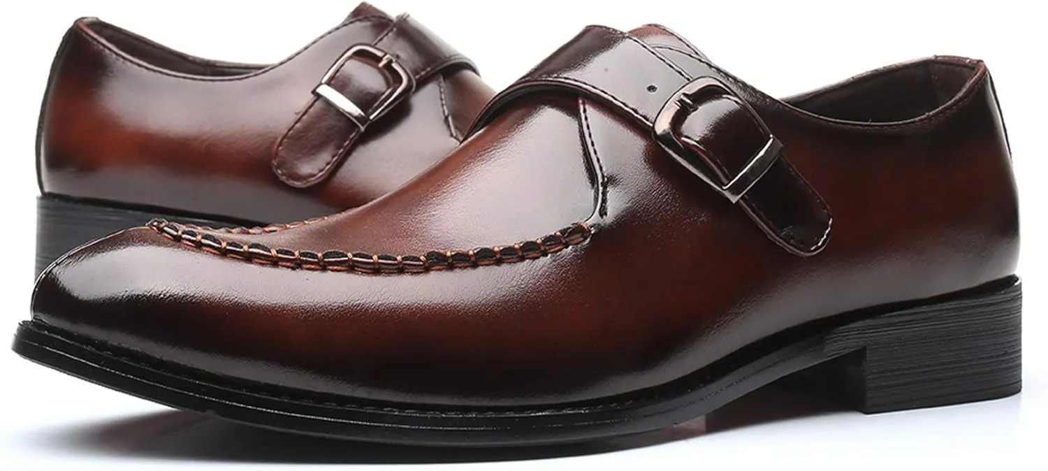 Santimon Mens Monk Shoes Formal Dress Business Casual Comfortable Fashion Slip on Loafer for Men