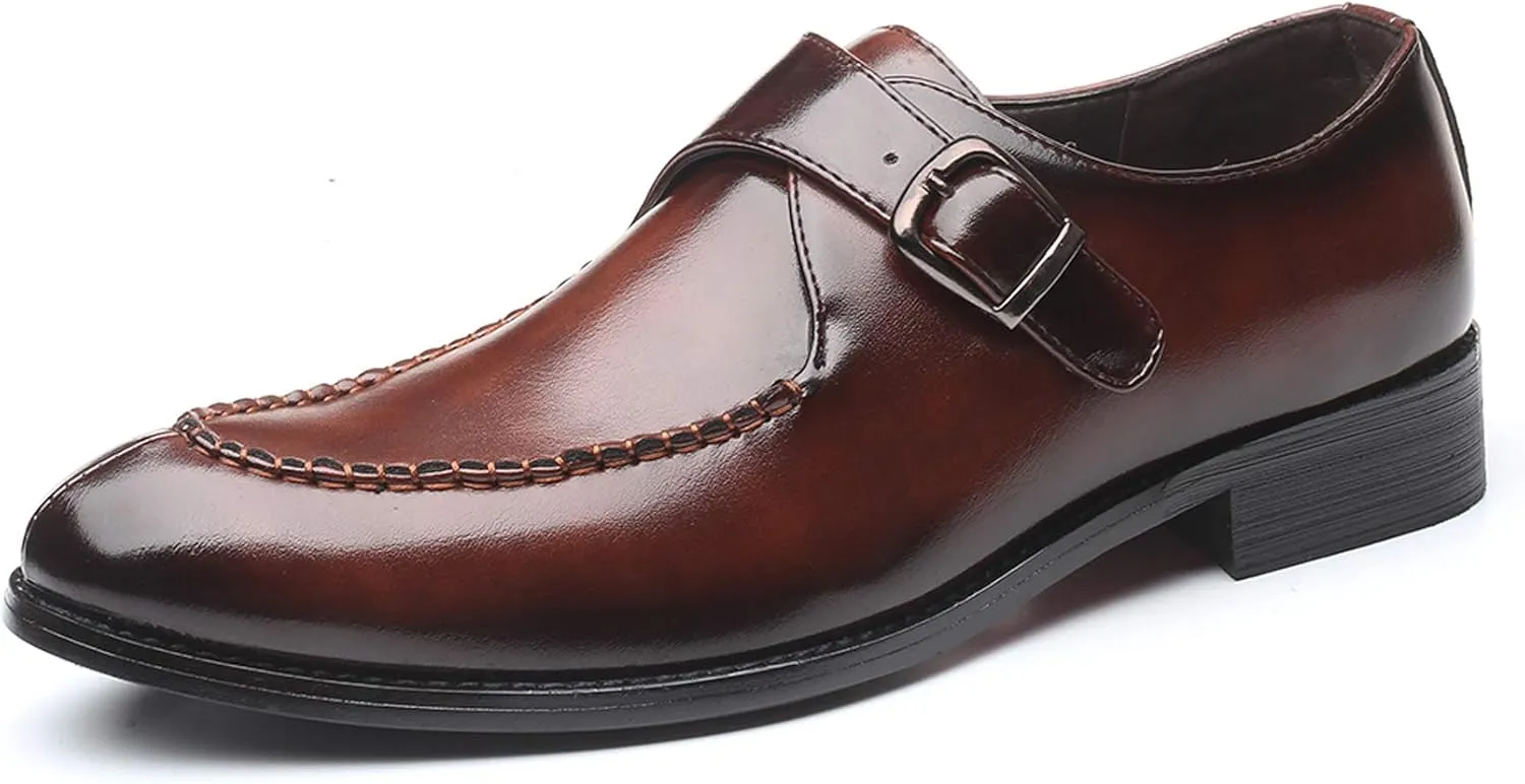 Santimon Mens Monk Shoes Formal Dress Business Casual Comfortable Fashion Slip on Loafer for Men