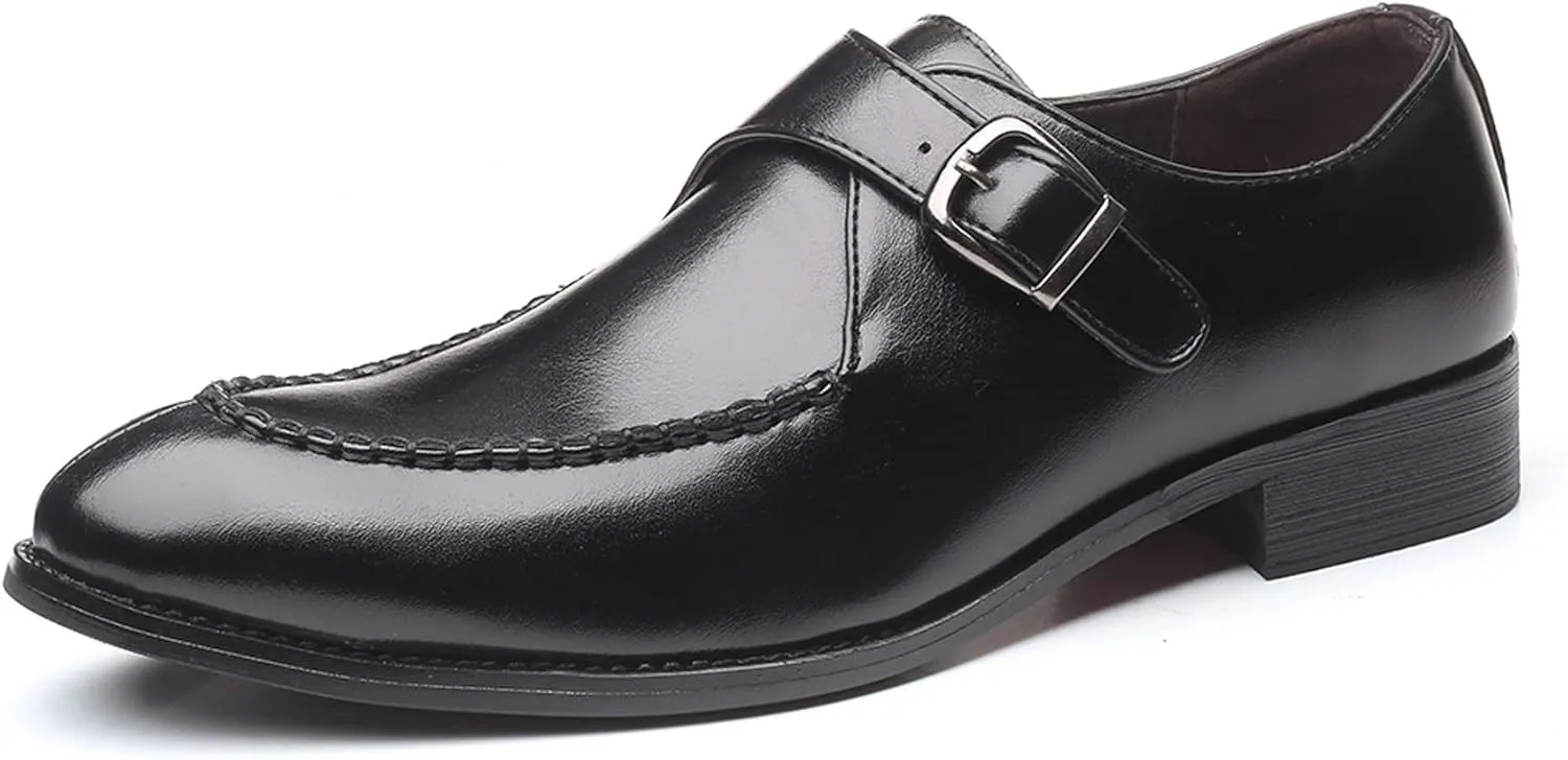 Santimon Mens Monk Shoes Formal Dress Business Casual Comfortable Fashion Slip on Loafer for Men