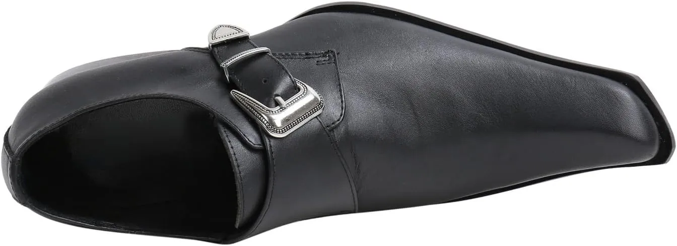 Santimon Men's Patent Leather Dress Shoes with Buckle, Pointed Toe, and Rivet Accents – Elegant Casual Loafers for Office, Weddings, Parties & Bar