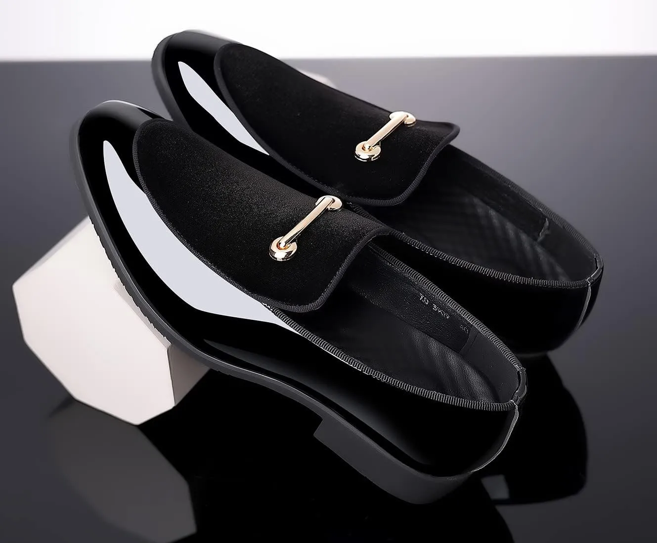 Santimon Mens Slip On Loafers Smoking Slipper Gold Buckle Moccasins Moccasins Casual Formal Business Wedding Shoes