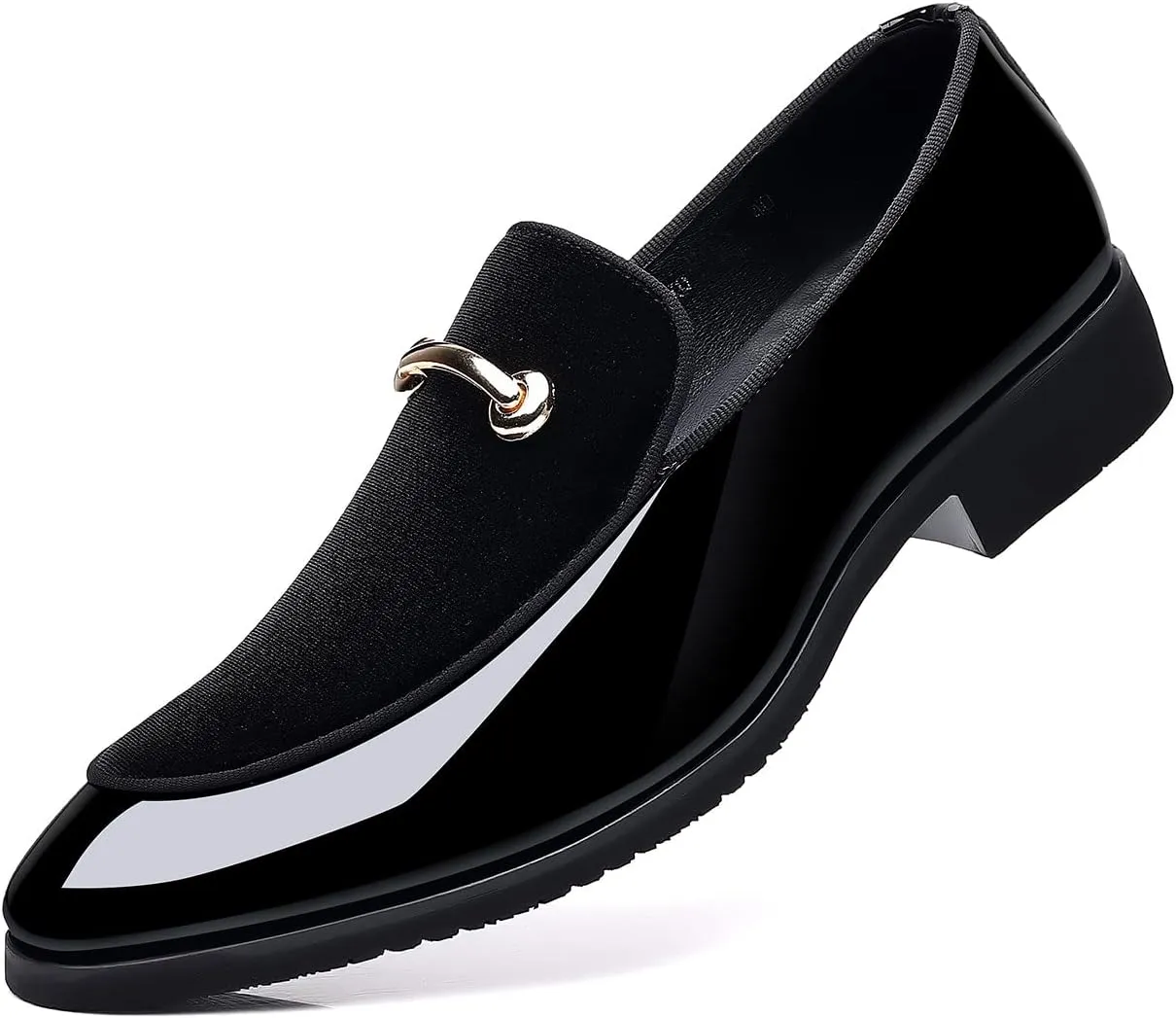 Santimon Mens Slip On Loafers Smoking Slipper Gold Buckle Moccasins Moccasins Casual Formal Business Wedding Shoes