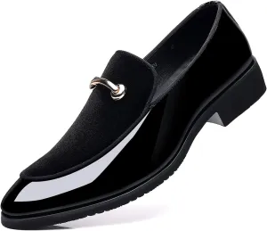 Santimon Mens Slip On Loafers Smoking Slipper Gold Buckle Moccasins Moccasins Casual Formal Business Wedding Shoes