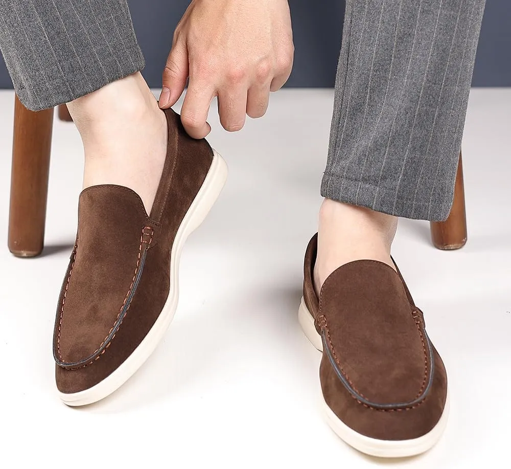 Santimon Men's Suede Loafers Slip-On Casual Dress Shoes Lightweight Walking Moccasins with Comfort Sole for Office Work Daily Travel