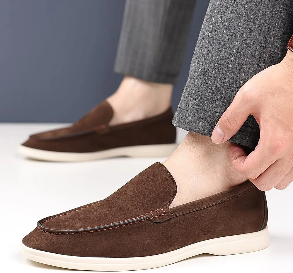 Santimon Men's Suede Loafers Slip-On Casual Dress Shoes Lightweight Walking Moccasins with Comfort Sole for Office Work Daily Travel
