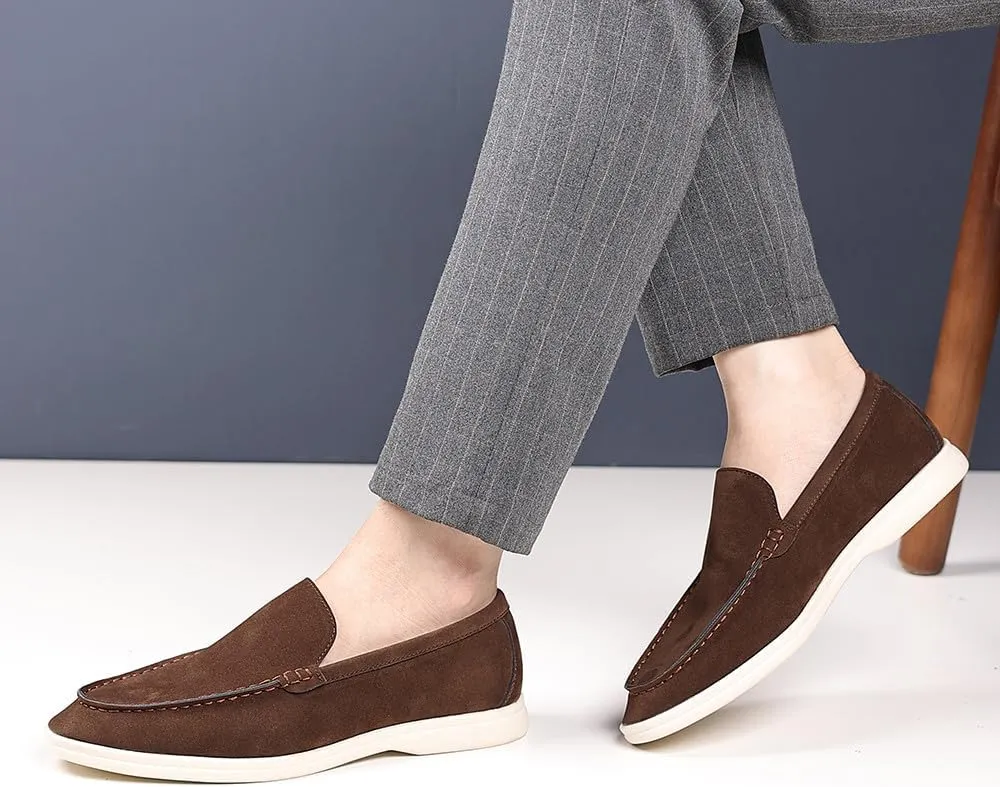 Santimon Men's Suede Loafers Slip-On Casual Dress Shoes Lightweight Walking Moccasins with Comfort Sole for Office Work Daily Travel