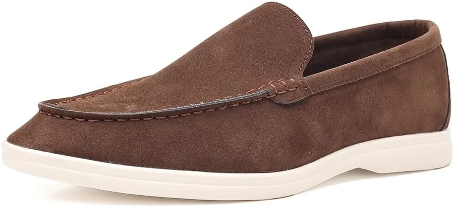 Santimon Men's Suede Loafers Slip-On Casual Dress Shoes Lightweight Walking Moccasins with Comfort Sole for Office Work Daily Travel