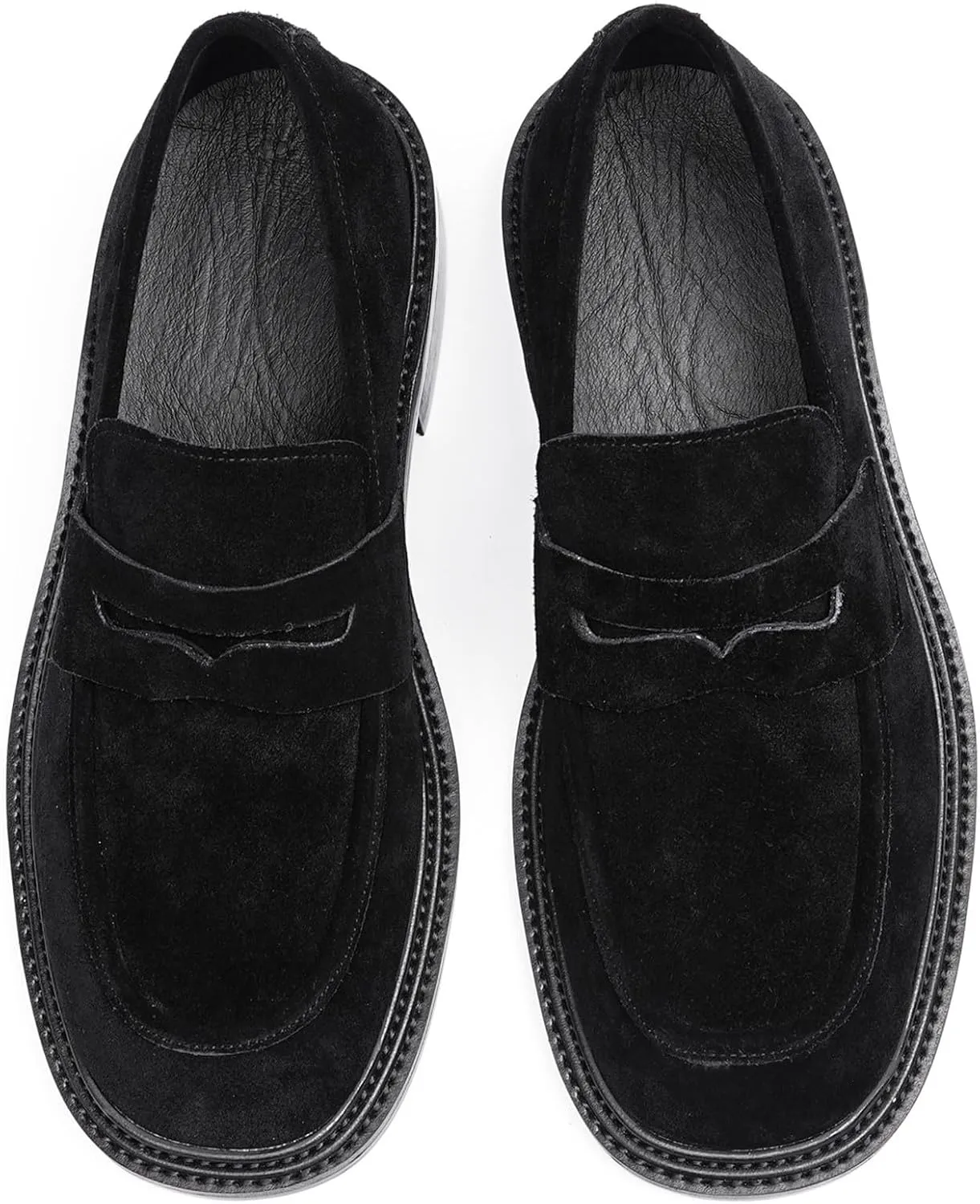 Santimon Men’s Suede Penny Loafers Slip-On Dress Shoes – Genuine Leather Upper, Anti-Slip Rubber Sole, Business Casual Suit Shoes for Office, Wedding & Everyday Wear