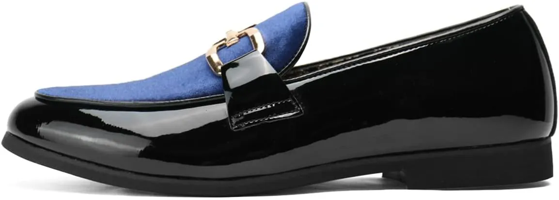 Santimon Velvet Leather Loafers Gold Plaque Fashion Retro Print Lining Pull-on Penny Party Wedding Shoes