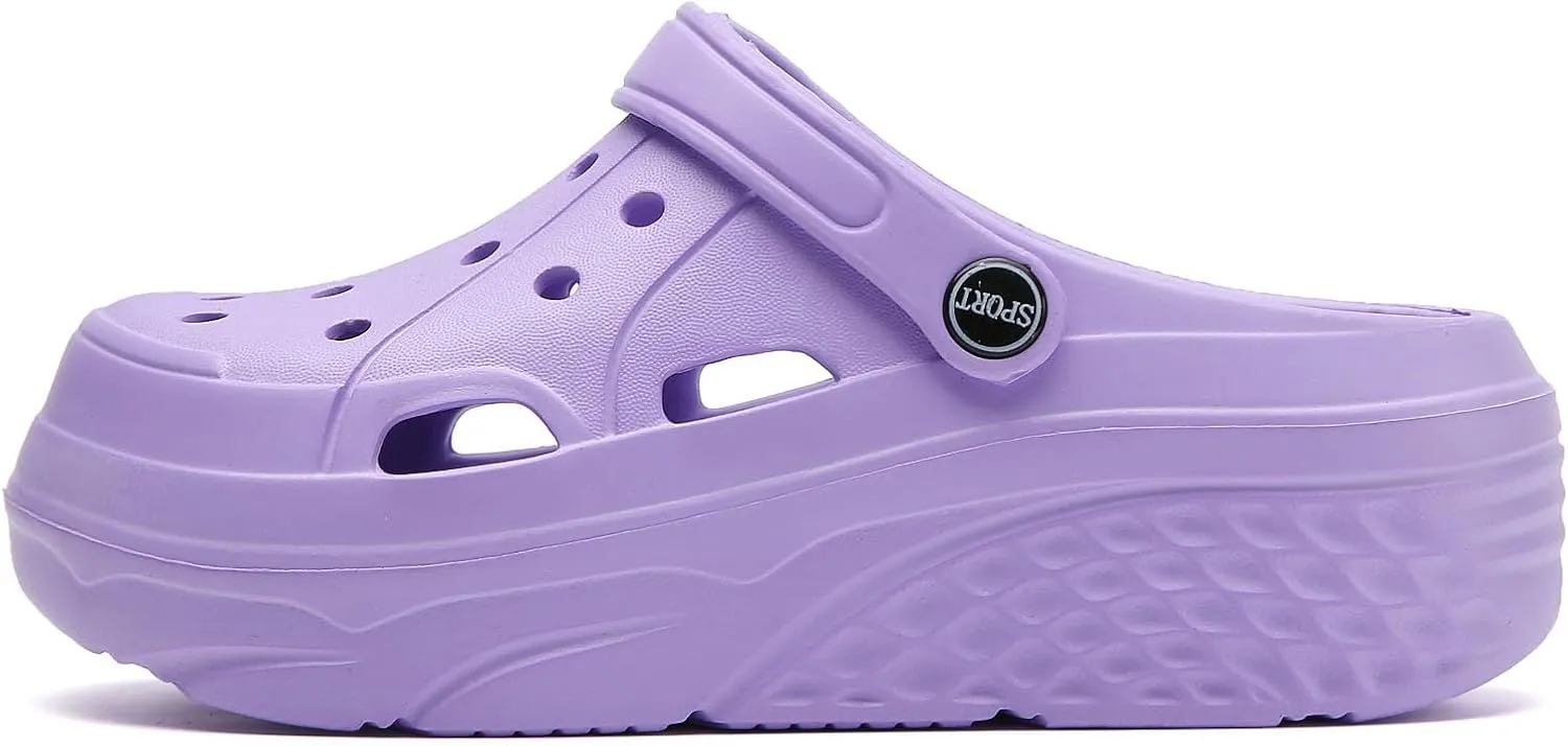 SECHRITE Womens Platform Clogs Garden Shoes Waterproof Beach Pool Sandals Summer Mules Home Slippers - Butterfly Series