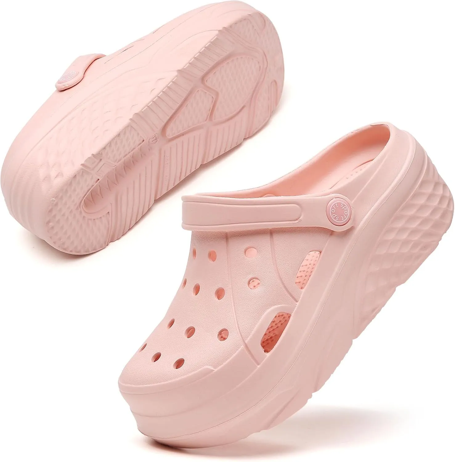 SECHRITE Womens Platform Clogs Garden Shoes Waterproof Beach Pool Sandals Summer Mules Home Slippers Shower Shoes