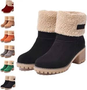 Seniors' Chunky Heel Winter Boots, Winter Boots, Comfortable Slip-On Warm Snow Boots