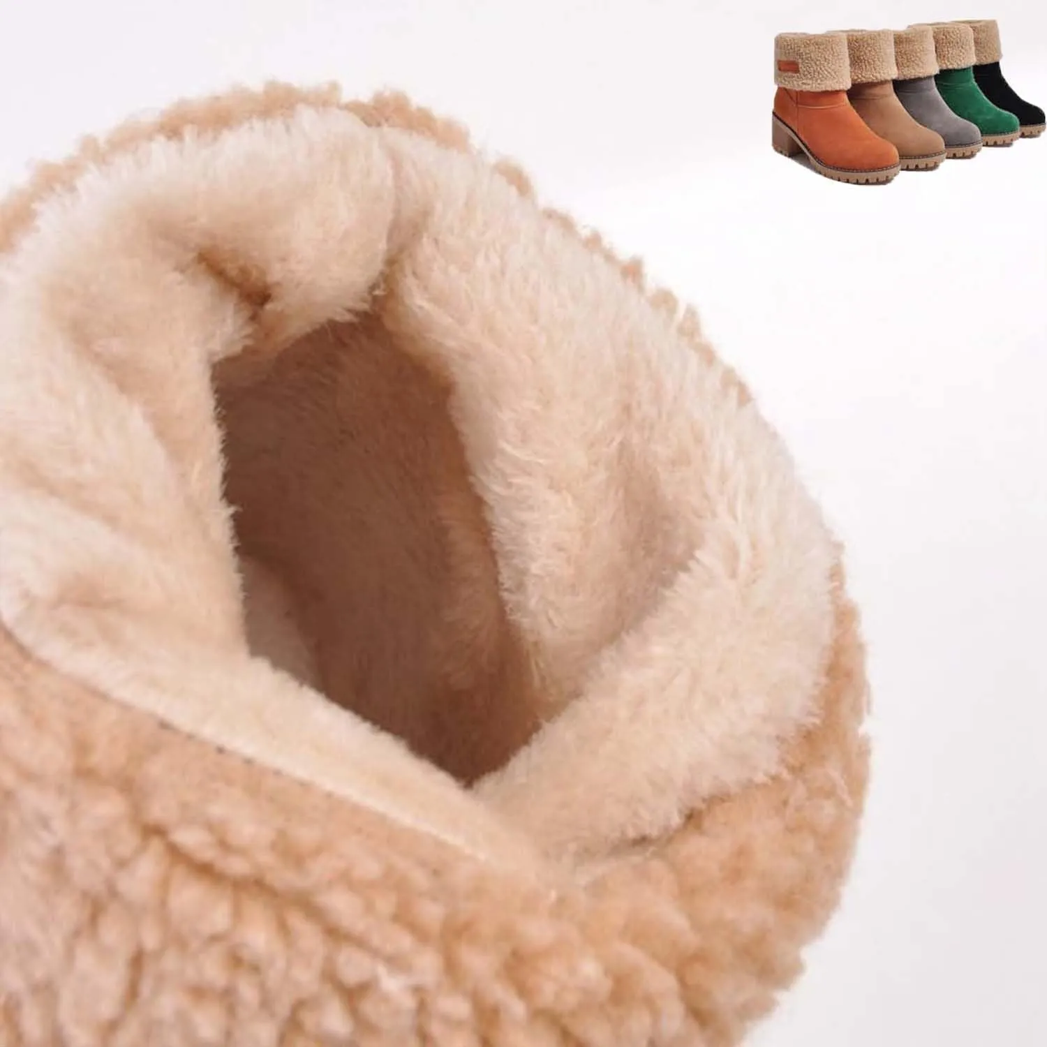 Seniors' Chunky Heel Winter Boots, Winter Boots, Comfortable Slip-On Warm Snow Boots