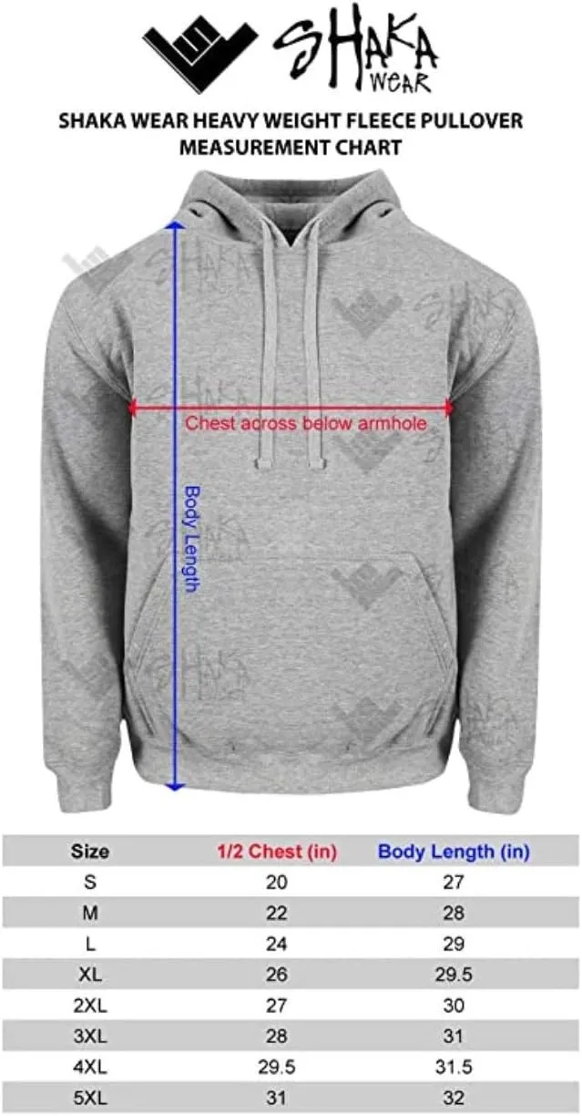 Shaka Wear Mens Men’s Hoodie Sweatshirt – Heavyweight Long Sleeve Fleece Soft Warm Casual Hooded Pullover Sweater Top