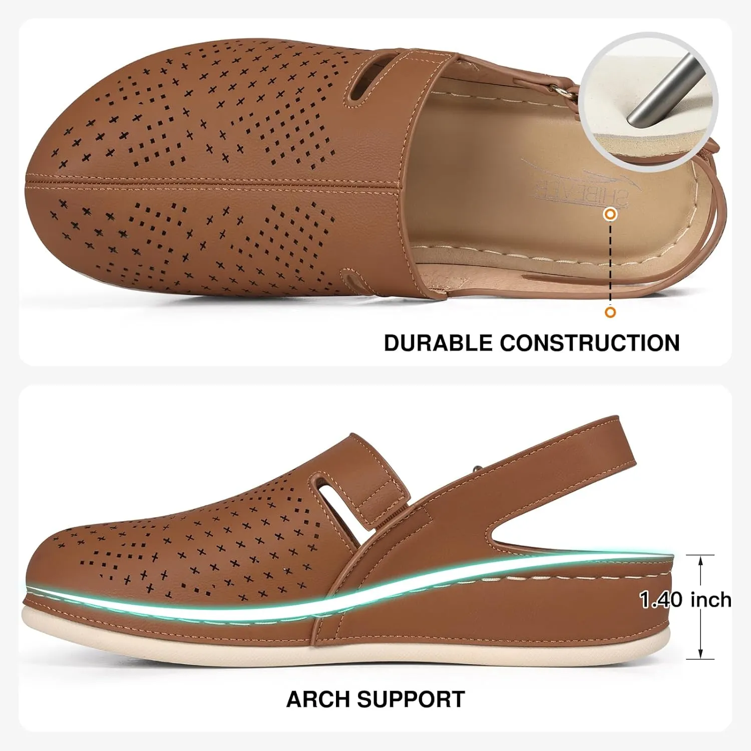 SHIBEVER Clogs for Womens Mules Shoes: Slip-On Flat Mule Shoes - Closed Toe Sandals Comfortable