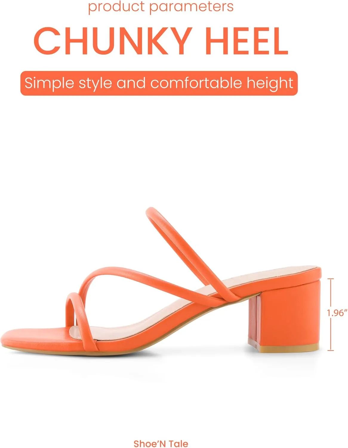 Shoe'N Tale Strappy Heels For Women Low Chunky Block Heel Heeled Sandals Square Open Toe Slip On Slides Mules