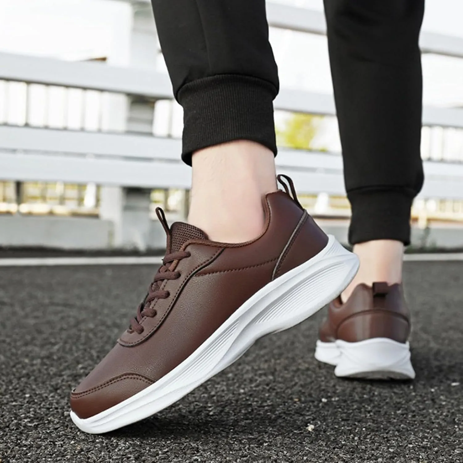 Sneakers for Women Leather Suede Casual Lace Up Non-Slip Walking Shoes Comfortable Tennis Running Shoes