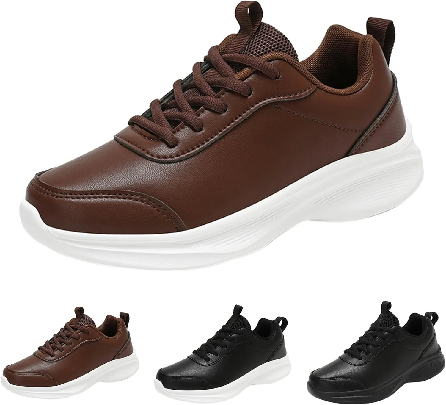Sneakers for Women Leather Suede Casual Lace Up Non-Slip Walking Shoes Comfortable Tennis Running Shoes
